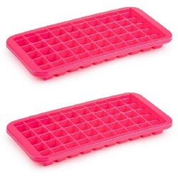 2x stuks Trays met Cocktail ijsblokjes/ijsklontjes vormen 50 vakjes kunststof roze - IJsblokjesvormen