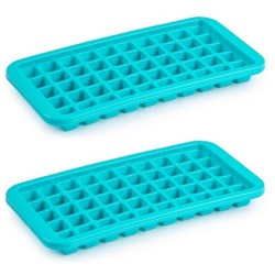 2x stuks Trays met Cocktail ijsblokjes/ijsklontjes vormen 50 vakjes kunststof blauw - IJsblokjesvormen